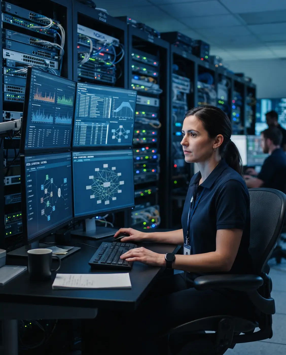 Network operations center monitoring telecom infrastructure